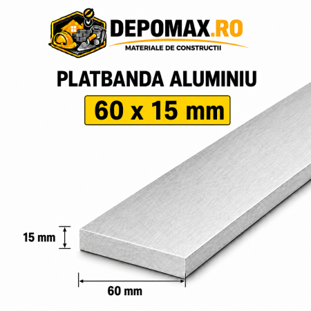 Platbanda aluminiu 60 x 15 mm, 6 metri (EN-AW 6060)